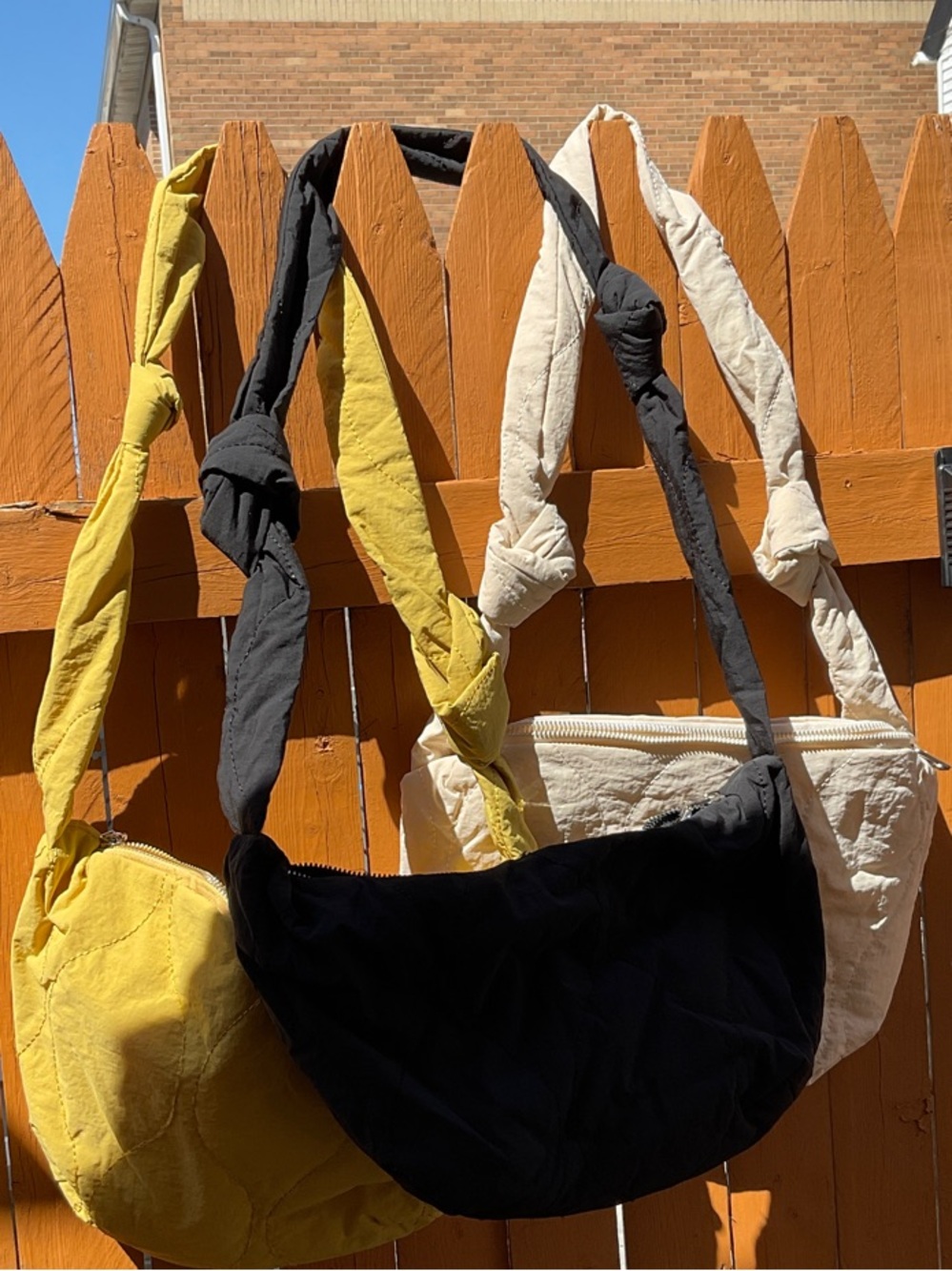 Three-Pack Casual Knotted Crossbody Bags - Black, Mustard, Cream